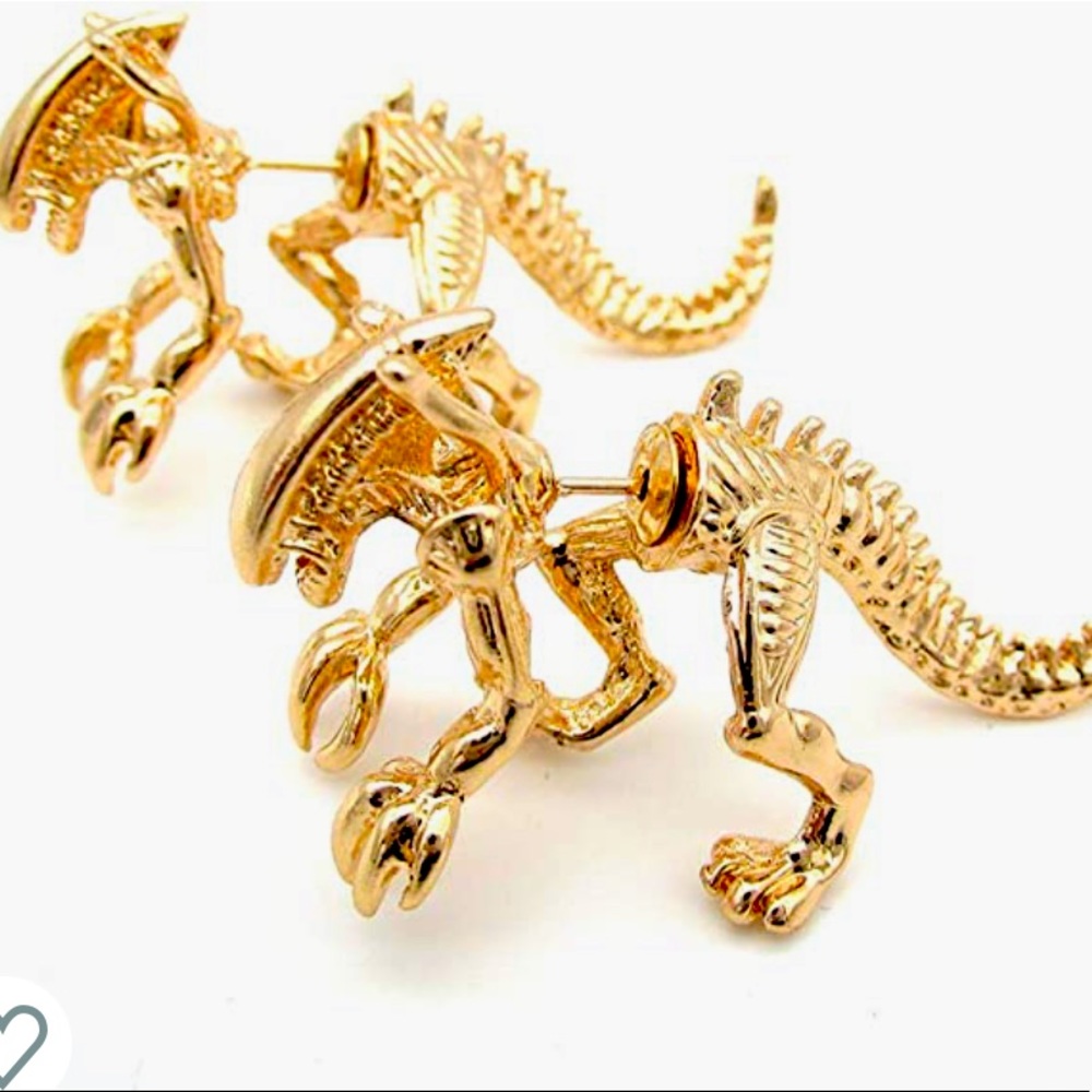 Alien/Dinosaur jacket earrings
